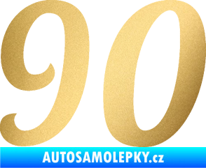 Samolepka Startovní číslo 90 typ 3   zlatá metalíza