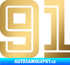 Samolepka Startovní číslo 91 typ 7 zlatá metalíza