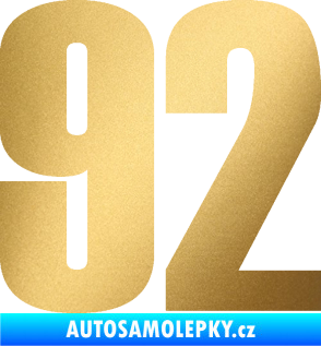 Samolepka Startovní číslo 92 typ 2  zlatá metalíza
