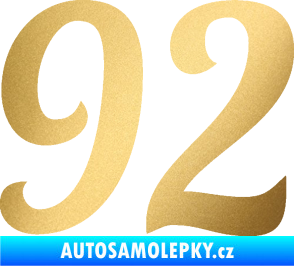 Samolepka Startovní číslo 92 typ 3   zlatá metalíza