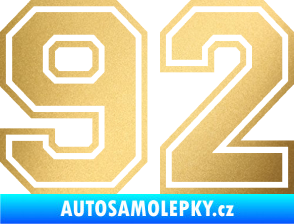 Samolepka Startovní číslo 92 typ 4 zlatá metalíza