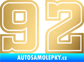 Samolepka Startovní číslo 92 typ 5 zlatá metalíza