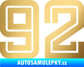 Samolepka Startovní číslo 92 typ 7 zlatá metalíza