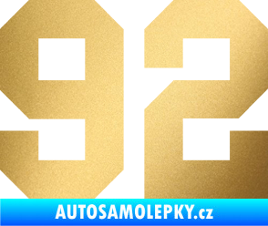 Samolepka Startovní číslo 92 zlatá metalíza