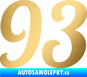 Samolepka Startovní číslo 93 typ 3   zlatá metalíza