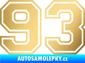 Samolepka Startovní číslo 93 typ 4 zlatá metalíza