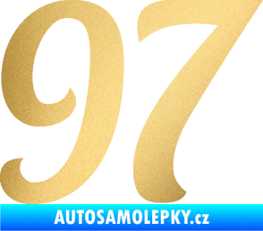 Samolepka Startovní číslo 97 typ 3   zlatá metalíza