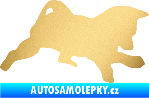 Samolepka Štěňátko 002 pravá německý ovčák zlatá metalíza