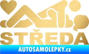 Samolepka Středa nápis zlatá metalíza