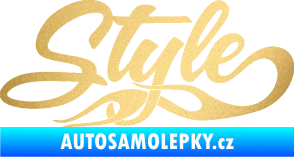 Samolepka Style nápis s plameny zlatá metalíza