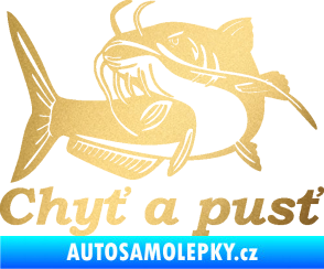 Samolepka Sumec 002 chyť a pusť levá zlatá metalíza