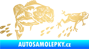 Samolepka Sumec 005 levá se žábou zlatá metalíza