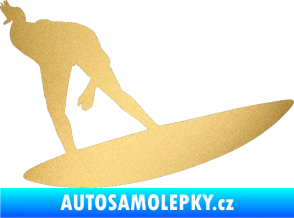 Samolepka Surfař 001 pravá zlatá metalíza