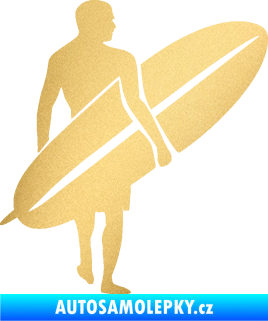 Samolepka Surfař 004 pravá zlatá metalíza