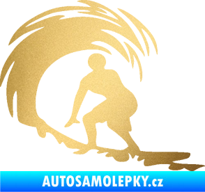 Samolepka Surfař 005 levá velké vlny zlatá metalíza