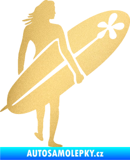 Samolepka Surfařka 003 pravá zlatá metalíza