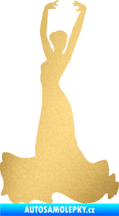 Samolepka Tanec 006 levá tanečnice flamenca zlatá metalíza