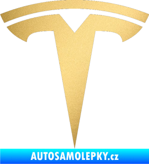 Samolepka Tesla - znak zlatá metalíza