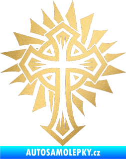 Samolepka Tetování 118 kříž zlatá metalíza