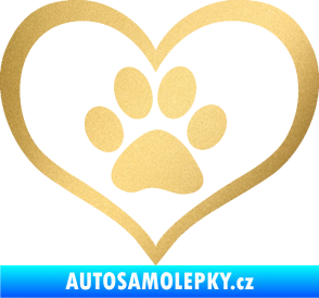 Samolepka Tlapky love 002 zlatá metalíza