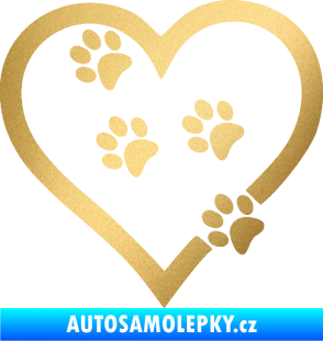 Samolepka Tlapky love 006 levá zlatá metalíza
