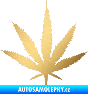 Samolepka Travka 001 lístek marihuany zlatá metalíza
