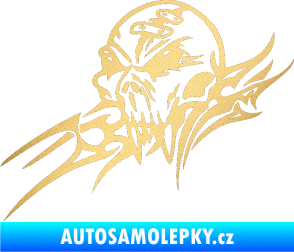 Samolepka Tribal skull levá lebka zlatá metalíza