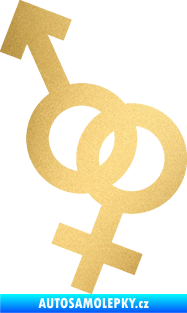Samolepka Ty a já 001 symbol pro muže a ženu zlatá metalíza