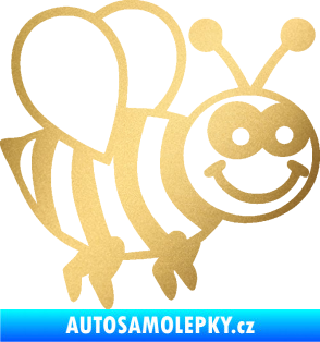Samolepka Včela 003 pravá happy zlatá metalíza