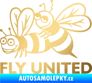 Samolepka Veselé vosy fly united levá zlatá metalíza