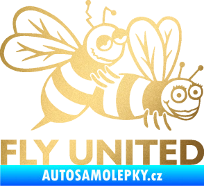 Samolepka Veselé vosy fly united pravá zlatá metalíza