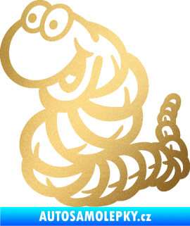 Samolepka Veselý červík levá zlatá metalíza