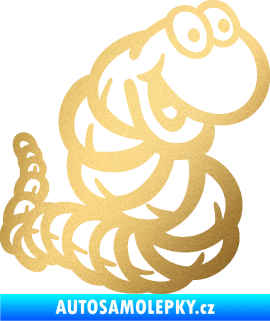 Samolepka Veselý červík pravá zlatá metalíza