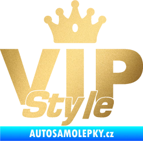 Samolepka VIP styl nápis s korunkou zlatá metalíza