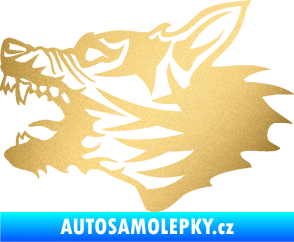 Samolepka Vlk 003 levá zlatá metalíza
