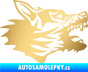 Samolepka Vlk 003 pravá zlatá metalíza