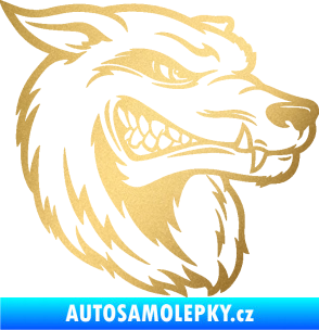 Samolepka Vlk 016 pravá zlatá metalíza