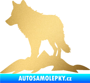 Samolepka Vlk 031 levá hory zlatá metalíza
