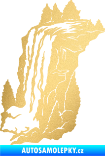 Samolepka Vodopád levá krajina zlatá metalíza