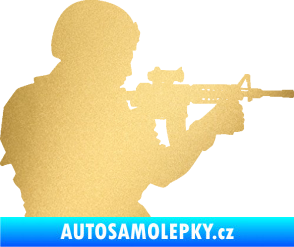 Samolepka Voják 005 pravá zlatá metalíza