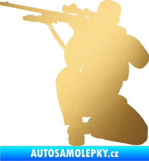 Samolepka Voják 010 levá sniper zlatá metalíza