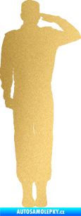 Samolepka Voják 012 pravá salutuje zlatá metalíza