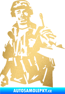 Samolepka Voják 014 levá zlatá metalíza