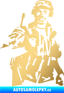 Samolepka Voják 014 pravá zlatá metalíza