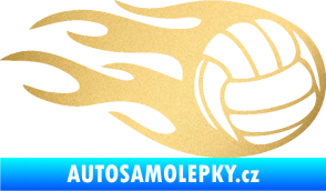 Samolepka Volejbalový míč 002 pravá zlatá metalíza
