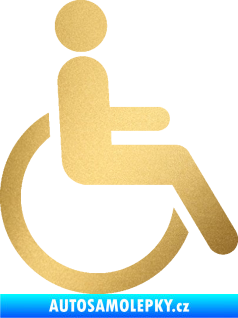 Samolepka Vozíčkář 002 invalida - pravá zlatá metalíza
