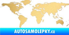 Samolepka World mapa světa zlatá metalíza