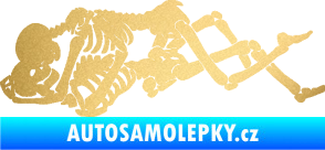 Samolepka Zamilované kostry 001 levá láska až za hrob zlatá metalíza