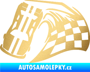 Samolepka Závodní auto 005 levá zlatá metalíza