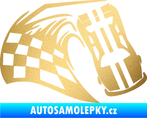 Samolepka Závodní auto 005 pravá zlatá metalíza